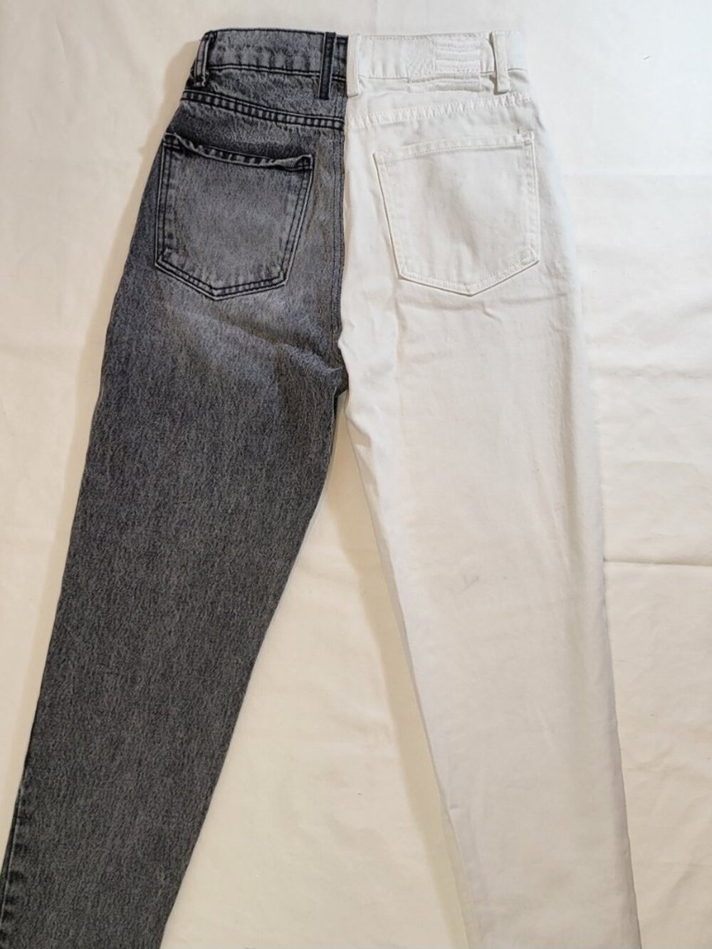 REVICE Denim "True Love Checkmate" Two-Tone Split Jeans. White/Acid Black sz27 - Picture 2 of 4